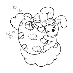 Coloring page Happy Easter with Bunny
