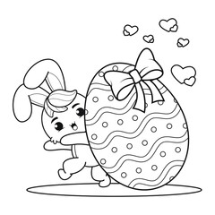 Coloring page Happy Easter with Bunny