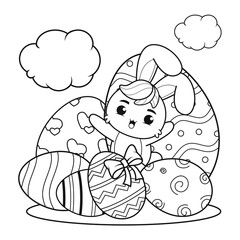 Coloring page Happy Easter with Bunny