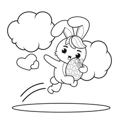 Coloring page Happy Easter with Bunny
