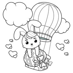 Coloring page Happy Easter with Bunny