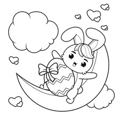 Coloring page Happy Easter with Bunny