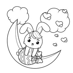 Coloring page Happy Easter with Bunny