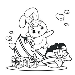 Coloring page Happy Easter with Bunny