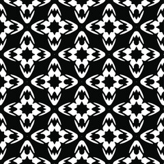 Flower geometric pattern. Seamless vector background. White and black ornament. Ornament for fabric, wallpaper, packaging. Decorative print