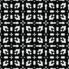 Flower geometric pattern. Seamless vector background. White and black ornament. Ornament for fabric, wallpaper, packaging. Decorative print