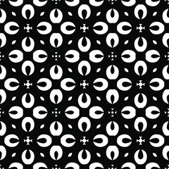 Flower geometric pattern. Seamless vector background. White and black ornament. Ornament for fabric, wallpaper, packaging. Decorative print