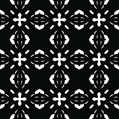 Flower geometric pattern. Seamless vector background. White and black ornament. Ornament for fabric, wallpaper, packaging. Decorative print