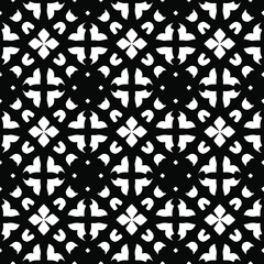 Flower geometric pattern. Seamless vector background. White and black ornament. Ornament for fabric, wallpaper, packaging. Decorative print