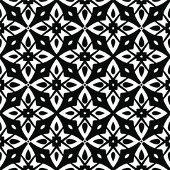 Flower geometric pattern. Seamless vector background. White and black ornament. Ornament for fabric, wallpaper, packaging. Decorative print