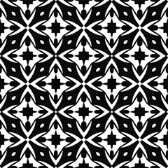 Flower geometric pattern. Seamless vector background. White and black ornament. Ornament for fabric, wallpaper, packaging. Decorative print