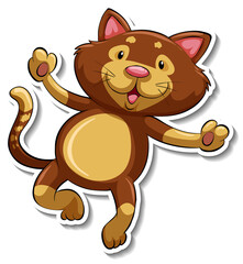 A sticker template of cat cartoon character