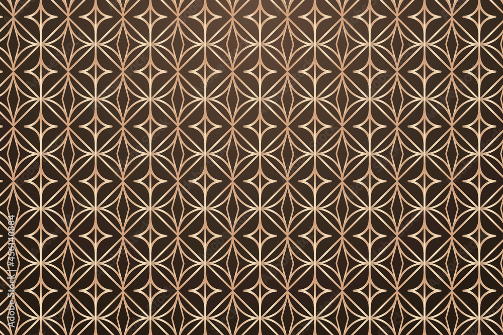 Poster seamless golden round geometric patterned background design resource vector