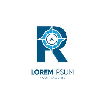 Letter R Compass Logo Design Vector Icon Graphic Emblem Illustration