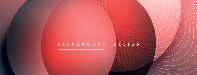 Gradient circles with shadows. Vector techno abstract background. Modern overlapping forms wallpaper background, design template
