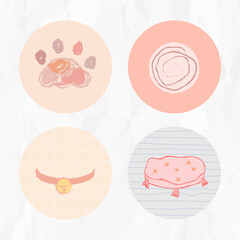 Cat story highlights icon set for social media vector