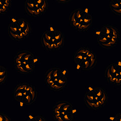 Autumn. Black background. Halloween. Pumpkins. A festive print for clothes.