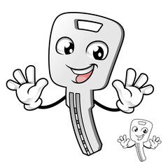 Modern Key Waving His Hands with Line Art Drawing