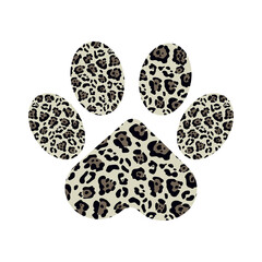 Spotted paw of a cat, puppy or bear on a white background. Trendy jaguar print.  © Sagittarius_13