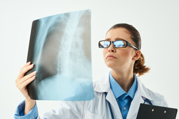 radiologist diagnostics patient scan light background