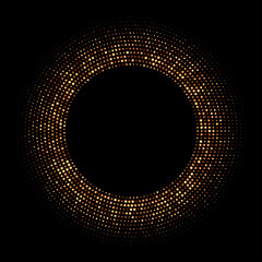 Golden round halftone shiny frame..