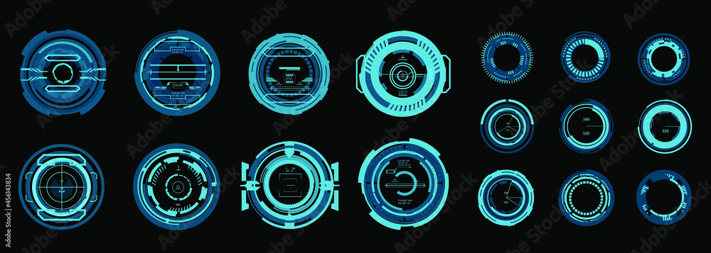 Poster modern electronic aiming and navigation system. telescopic sights user interface. automatic navigati