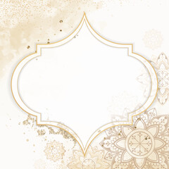 Gold frame on Diwali pattern background vector