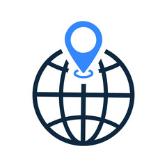 Globe, map, location icon. Simple flat design Concept.
