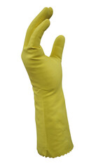 Yellow rubber gloves to protect hands from liquid chemicals
