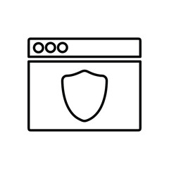 Shield, website, secure line icon. Outline vector.