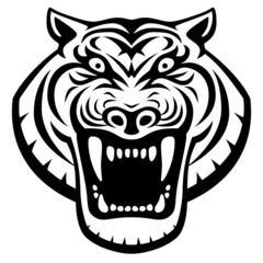 Roaring Tiger Head front view logo design template icon