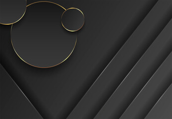 Abstract geometric, black background with diagonal lines and circles.
