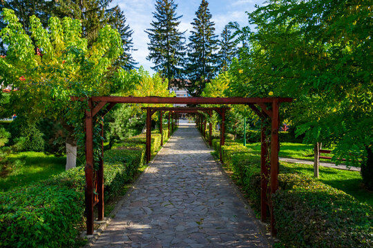 The central park of Targu Ocna, Bacau, Romania