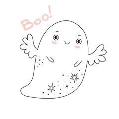 Ghost character line style vector isolated