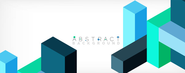 Abstract background. 3d cubes, cubic elements and blocks. Techno or business concept for wallpaper, banner, background, landing page