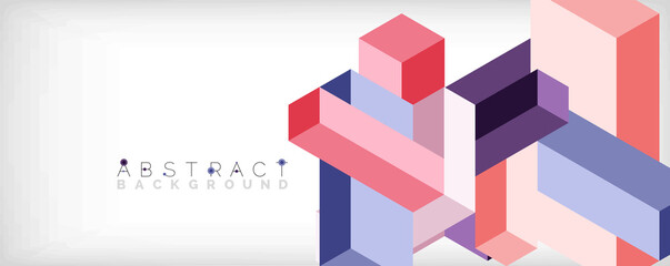 Abstract background. 3d cubes, cubic elements and blocks. Techno or business concept for wallpaper, banner, background, landing page