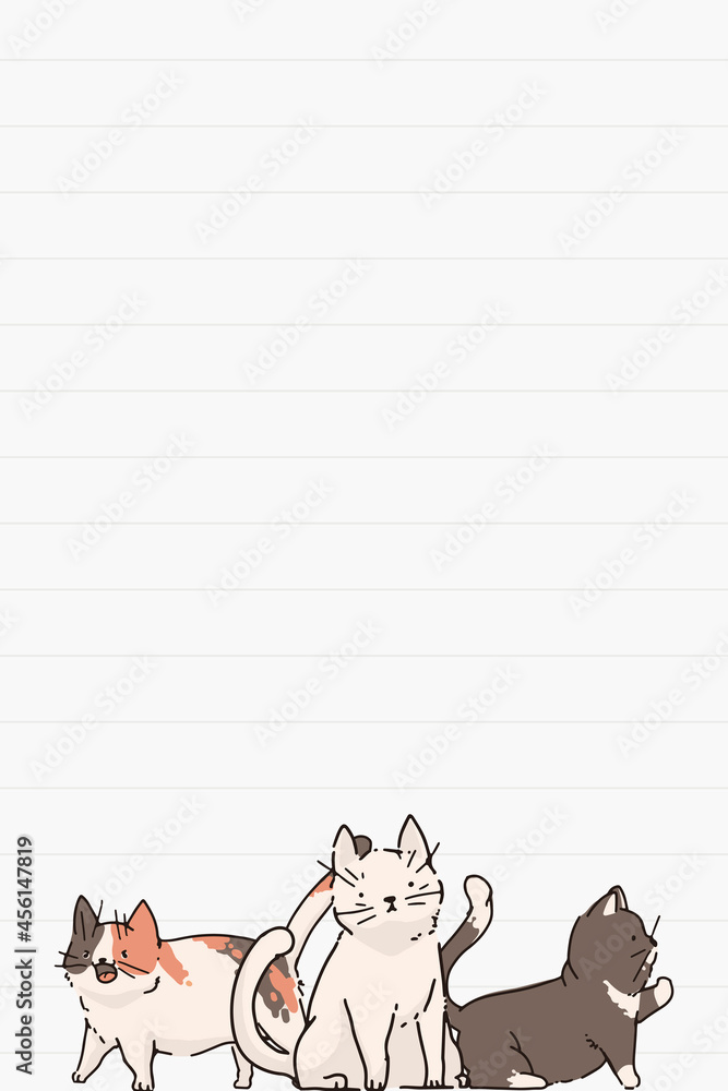 Poster cat lover pattern lined note paper template vector