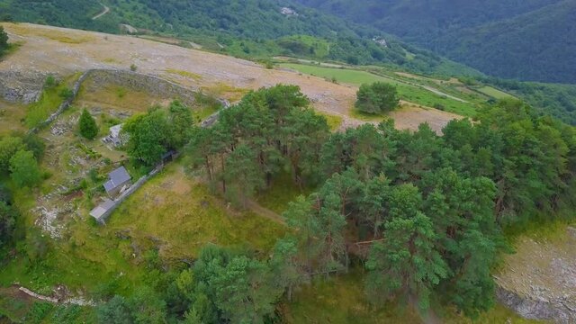 aerial view of a slate mine in the green mountains of galicia, lugo, caurel
