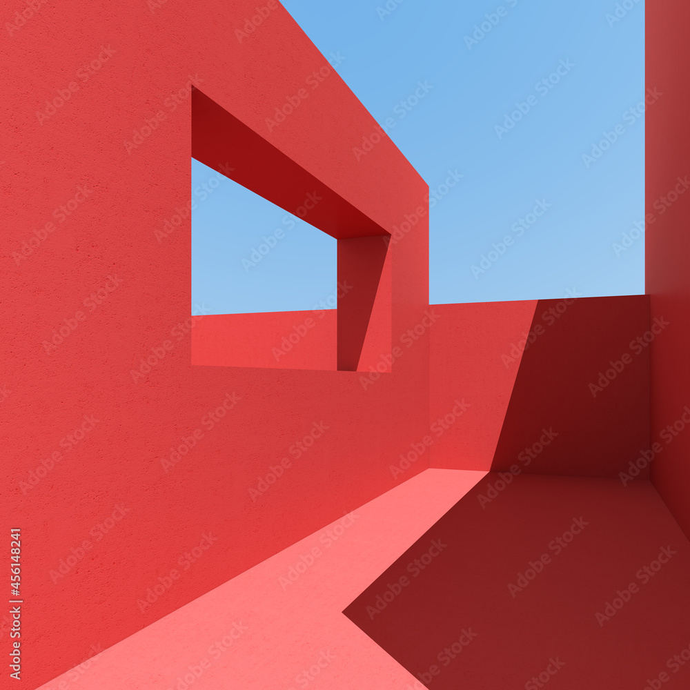 Poster 3d illustration of abstract architecture background, minimal architectural poster.