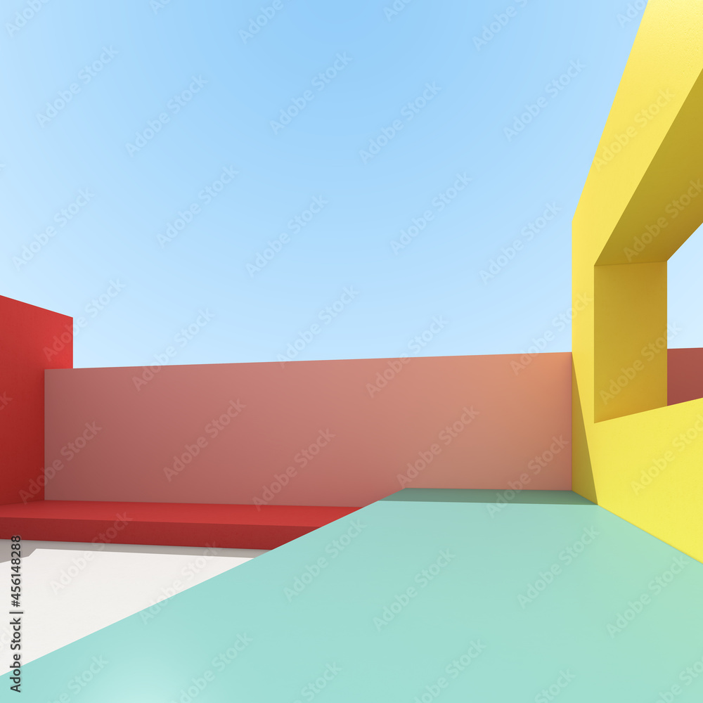 Poster 3d illustration of abstract architecture background, minimal architectural poster.