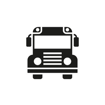 School bus black glyph icon. Vector illustration