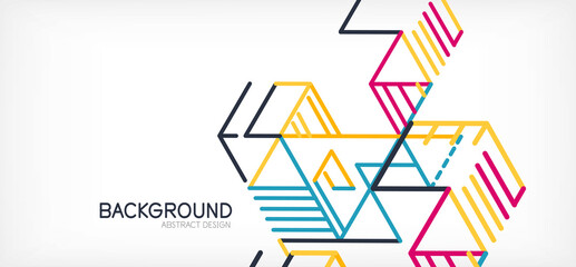 Abstract background. Color lines on white background. Linear abstract composition. Techno or business concept for wallpaper, banner, background, landing page