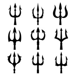 Set of the trident illustrations. Design element for logo, label, sign, emblem, poster. Vector illustration