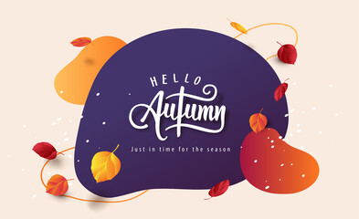 Autumn banner background layout decorate with autumn leaves and abstract background