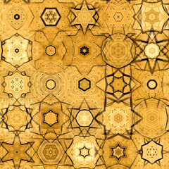 Gold star kaleidoscope pattern