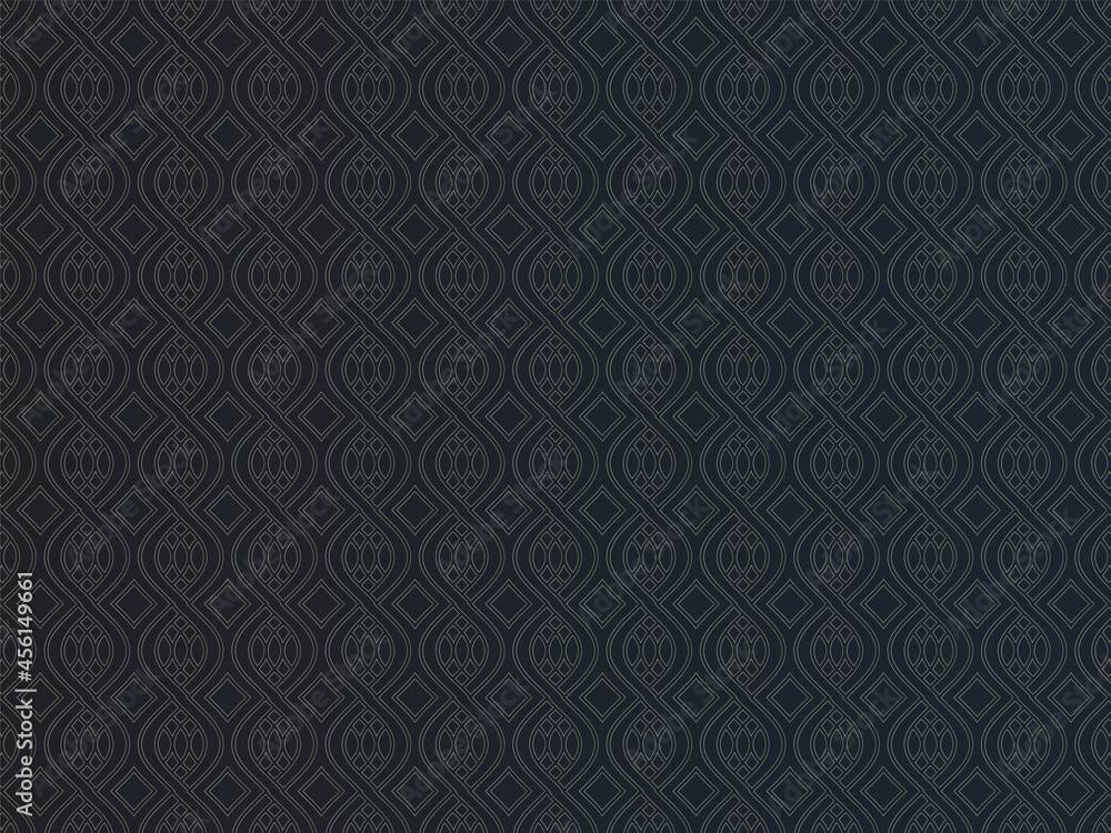 Poster endless abstract geometric pattern background in black and golden color.