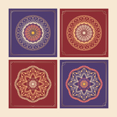 Golden arabesque patterned design element set vector