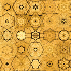 Gold star kaleidoscope pattern