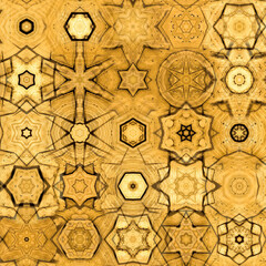 Gold star kaleidoscope pattern