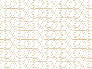Abstract Geometric Seamless Pattern Background In Golden And White Color.